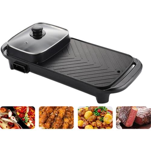 2 in 1 Hot Pot Grill BBQ Electric Grill Hot Pot Smokeless Barbecue Machine Non stick Pan Mulitpurpose Kitchen Barbecue Grills