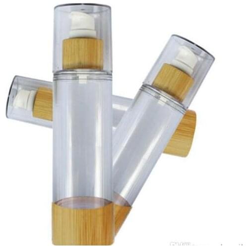 20/30/50/80/100/120ml Bamboo Cosmetic Sample Containers Emulsion Lotion Bamboo Vacuum Airless Pump Bottles