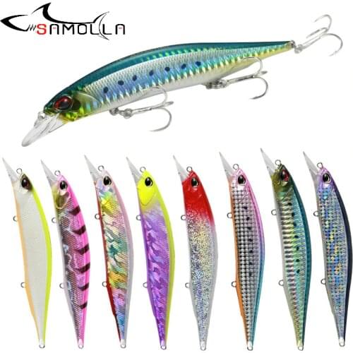 2020 Fishing Lure Three Hooks Mino Fishing Lures 13cm/16.6g Long-throw Sea Bass Hard Bait Tackle Holographic Isca Artificial