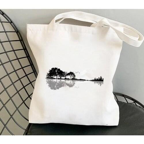 2021 Shopper artistic Nature Guitar Printed Tote Bag women Harajuku shopper handbag girl Shoulder shopping bag Lady Canvas Bag