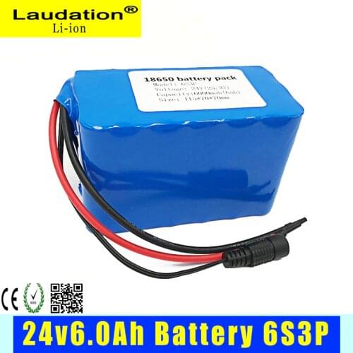 24v Battery 6Ah 6S3P 18650 Battery Lithium Battery 24 v Electric Bicycle Moped /Electric/Lithium Ion Battery Pack BMS Laudation