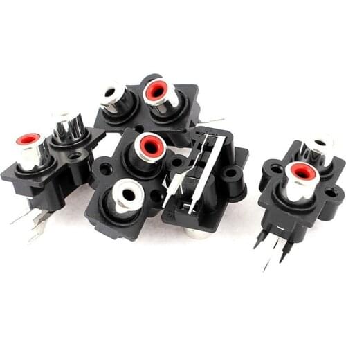 5pcs PCB Mount 2 Position Stereo Audio Video Jack RCA Female Connector Terminal