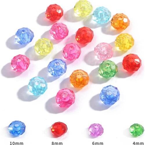 50-500pcs 4/6/8/10mm Acrylic Spacer Beads Austria Faceted Crystal Loose Spacer Round Beads for DIY Jewelry Making Accessories