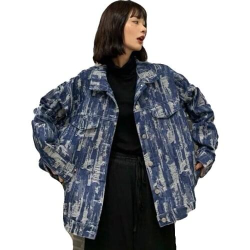 #9154 Vintage Blue Jean Jackets In Woman Spring Autumn Harajuku Tops Ladies Loose Cotton Denim Jacket Coat Female Streetwear Top
