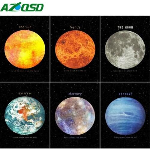 AZQSD 5D DIY Diamond Painting Planet Handicraft Diamond Embroidery Landscape Mosaic Full Kits Needlework Home Decoration