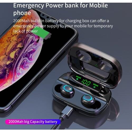 Gandley S11 TWS Bluetooth Earphone Wireless Earphones Headphones Earbuds 2000mAh Power Bank LED Display Head Ear Phones