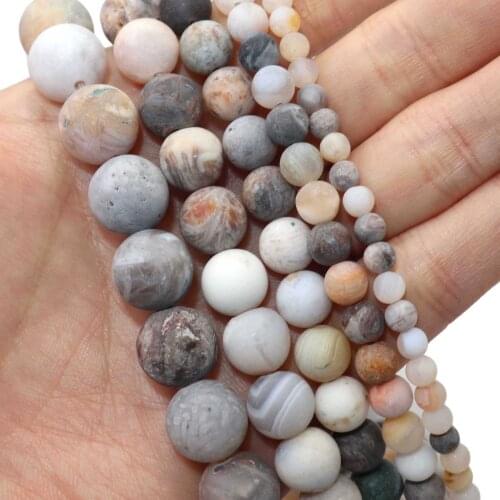 Dull Polish Natural Bamboo Leaf Agates Stone Round Spacer Beads For Jewelry Making DIY Bracelet Necklace Material 4/6/8/10mm
