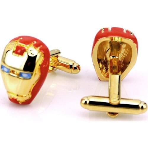 C-MAN Luxury Wholesale Jewellery Gold iron man cufflinks male French shirt cuff links for mens Jewelry Gift free shipping