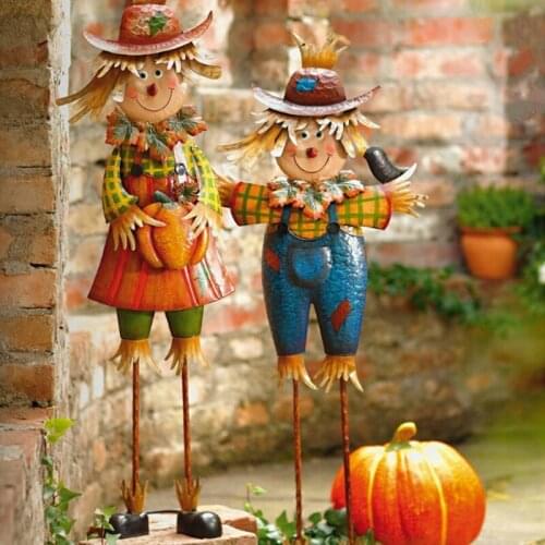 Creative retro iron garden decoration simple lovely scarecrow wall decor cartoon rural multi-color balcony floor type ornament