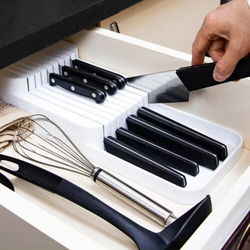Kitchen knives Organizer Cutlery Storage Box Knife Block Holder Drawer Rack Stand Cabinet Tray Cage Multi-function Storage