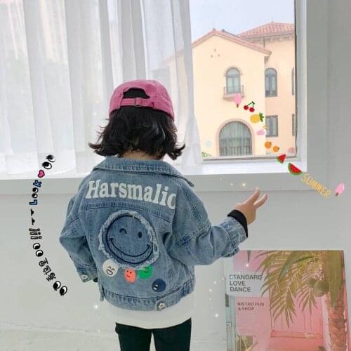 Toddler Girls Jackets Spring Autumn Casual Korean Smiley Coat For Girl Kids Clothing 2020 New Baby Girls Jacket 2 3 4 5 6 Years