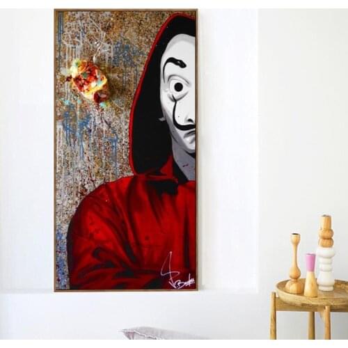 La Casa De Papel Graffiti Mask Man TV Series Poster And Prints Canvas Painting Art On Wall Decor Movie Picture For Living Room