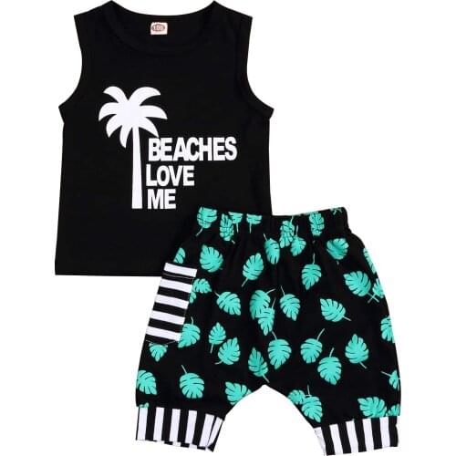Toddler Baby Girl Boy Summer Sleeveless Tops T-Shirt Shorts Pants Casual Outfits Set 2Pcs Clothes