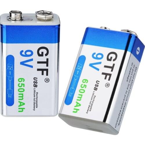 9V 650mah Battery Micro USB 9 Volt Li-ion Rechargeable Battery 6F22 9V for Multimeter Microphone Toy Remote Control KTV use Cell