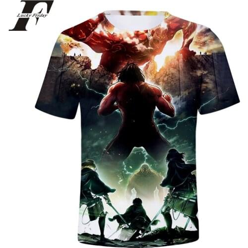 LUCKYFRIDAYF 2018 Attack on Titan 3D Short Sleeve Anime tshirt Regular T-shirt Short Sleeve Man/Women Casual Clothes Plus Size