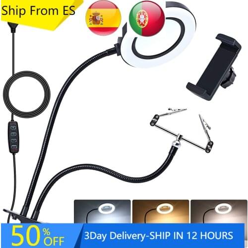 Ship From ES RU 5X Magnifier USB 3 Colors 64 LED Magnifying Glass for Soldering Iron Repair/Table Lamp/Skincare Beauty Tool