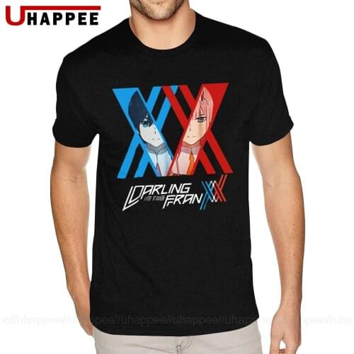 Black Darling In The Franxx T-Shirt Men 3-6XL Short Sleeved Black Crew Tee Shirts