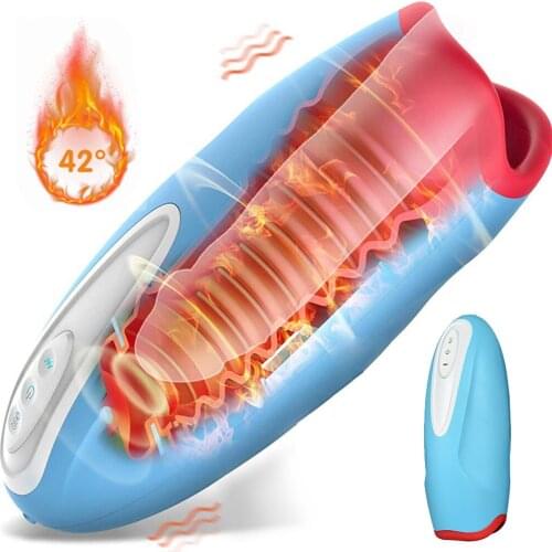 Male Automatic Sucking Heating Vagina Masturbation Cup Real Blowjob Vibrator Masturbator Sex Toys For Men Penis Delay Trainer