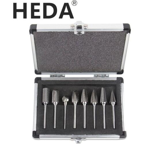 Free Shipping 8PCS/Set 6mm Shank Tungsten Carbide Rotary burr kit Point File Die Grinder Abrasive Tools Milling Cutter Carving