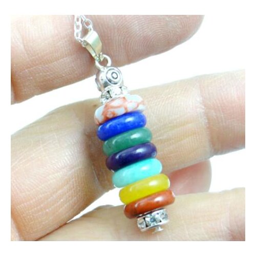 Natural stone Turquoises Quartz Crystal lapis tiger eye 7 Chakra Layered pendant for diy Jewelry making necklace Accessorie