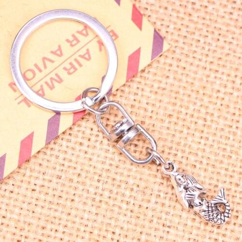 New Fashion Keychain 22x12mm mermaid Pendants DIY Men Jewelry Car Key Chain Ring Holder Souvenir For Gift