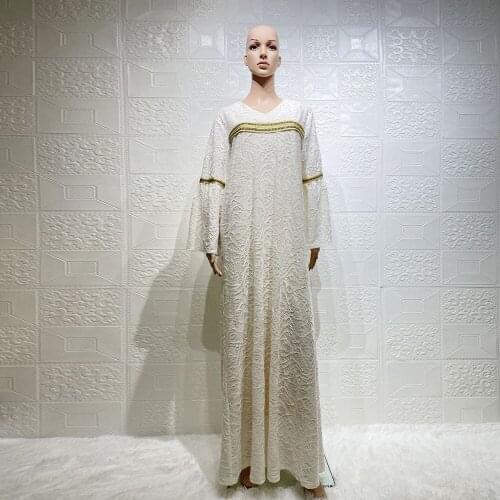 New Arrival Ramadan Eid Two Pieces Abaya Sets Full Length Lace Jacquard Muslim Dress Dubai Turkey Muslim Islam Abaya WY135