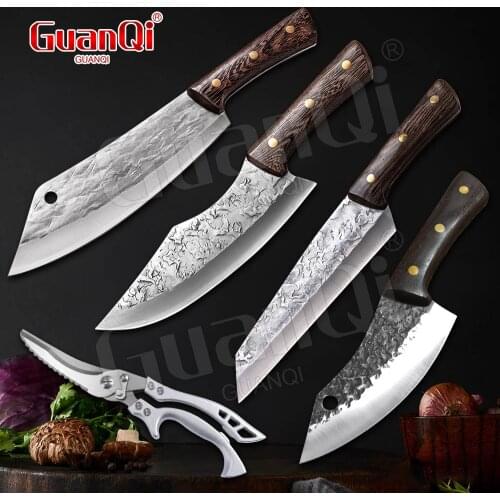 Handmade Forge Cleaver Knife Butcher Knife Stainless Steel Meat Chopping Knife Boning Knife Slicing Knife Cooking Tool Scissors