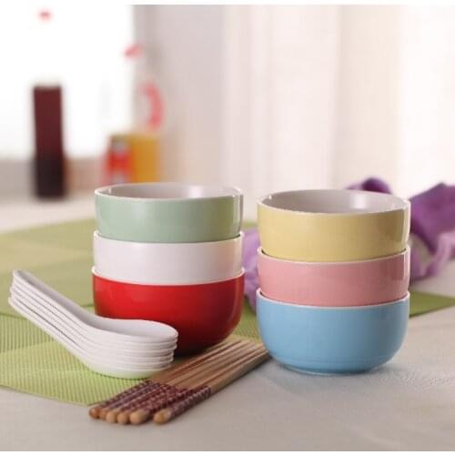 Wholesale color glaze ceramic tableware household soup bowl rice bowl oatmeal bowl hotel restaurant creative bowl gift