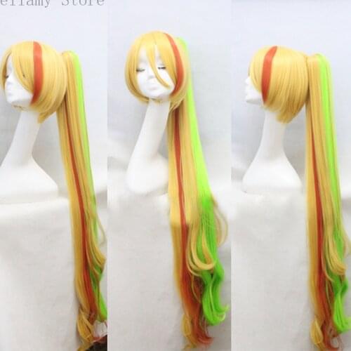 Anime Zombie Land Saga Saki Nikaido Cosplay hairwear Style long yellow/colour Wave Wig+Wig Cap