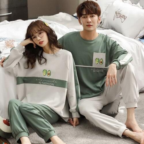 Couple Pajamas Cotton Compact Siro Spun Korean Fruit Pattern Pajamas Plus Size Lingere Cotton Pajamas Women