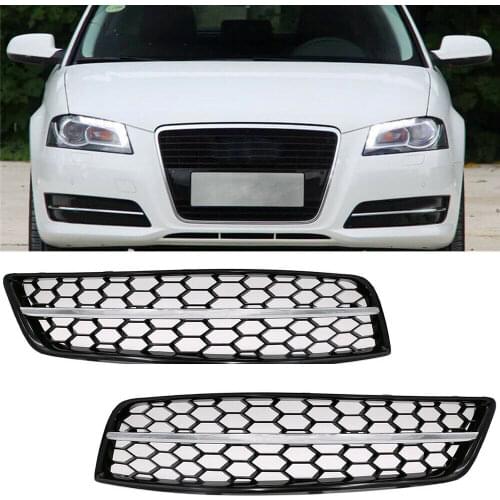 Fit For A3 8P 2008-2013 FRONT BUMPER LOWER FOG LIGHT GRILLE HONEYCOMB CHROME TRIM