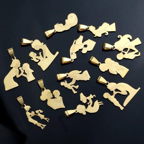 Stainless Steel Family Mom Charms Mothers Day Pendants for Diy Jewelry Making Tone Charm Bracelet Necklace Accessories