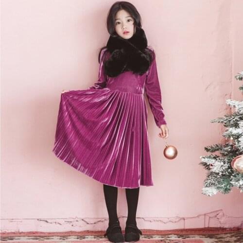 Girls christmas dress Kids Girls Long Sleeve Dresses 2020 spring Winter Big Little Girls Warmer Velvet Dress Children Clothes