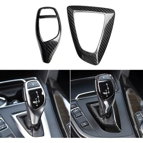 Real Carbon Fiber Gear Shift Knob Gear Trim Cover for BMW F20 F21 F22 F23 F30 F34 F10 F11 F07 F18 F25 F26 F15 F16 F01 I8 Sticker
