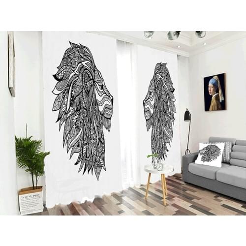 Homessa Lion Modern Backdrop Curtain