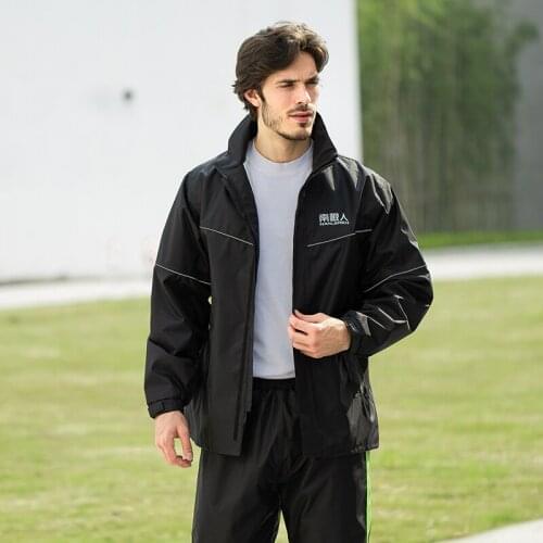 Hooded Thick Raincoats Set Men Motorcycle Black Waterproof Camping Impermeab Raincoats Outdoor Ropa De Lluvia Rain Gear DG50R