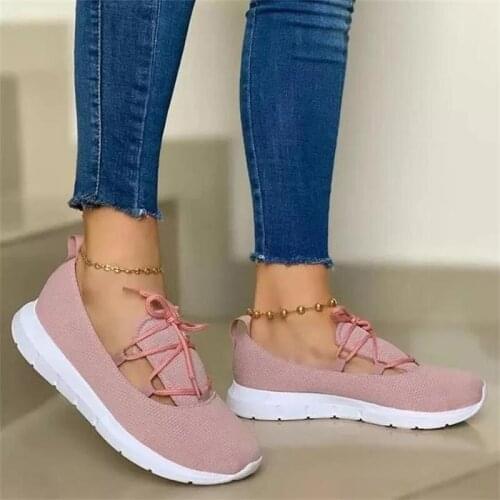 Women Platform Vulcanized Female Lace Up Casual Walk Shoes Ladies Outside Flat Womens Nice Comfortable Footwear Plus Size