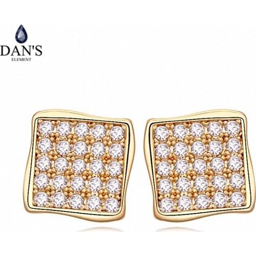 DANS ELEMENT New AAA Zirconia Micro Inlays Champagne Gold Color Geometric Earrings For Women Valentines Gift 108338champagne