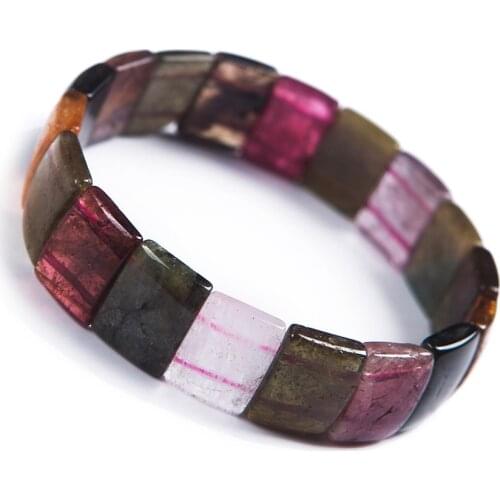 Genuine Natural Stone Colorful Tourmaline Beads Lady Gift Fashion Women Bracelet AAAA