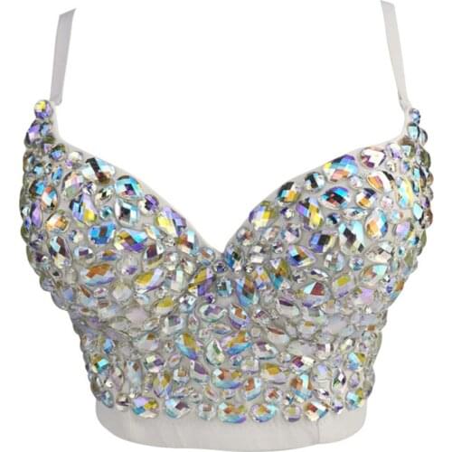 Women Crop Top To Wear Out Bra Summer 2020 Sexy Push Up Bustier Cami Corset Tops Diamond Night Club Party Female Top Mujer DB971