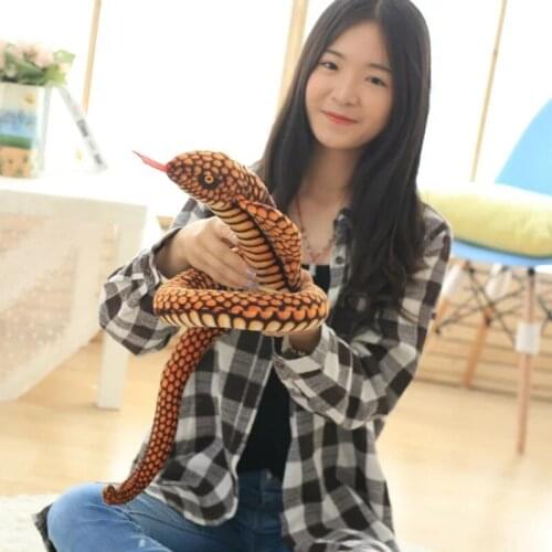 1pc 130cm Simulation Cobra and Python Snake Plush Toy Soft Stuffed lifelike Zodiac Doll Funny Gift for Children Kids Party Trick