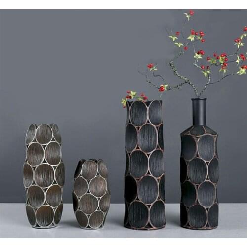 1Pc Nordic Retro Creative Vase Crafts Flower Vase Solid Color Retro Decorative Resin Plant Vases Table Vases For Home Decor