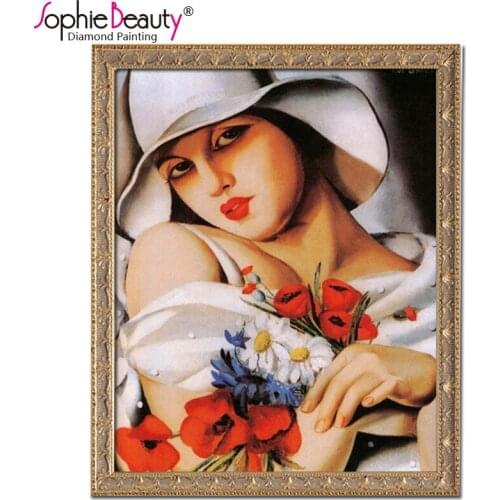 2018 Limited Real Diamond Mosaic Embroidery Beads Beautiful Lady With Flower Diamonds Cross Stitch Oil Painting Inlay Handwork