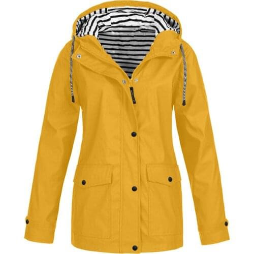 2021 Autumn Solid Color Jacket Womens Rain Coat Outdoor Waterproof Hiking Jackets Female Long sleeve Hooded Raincoat Clothes