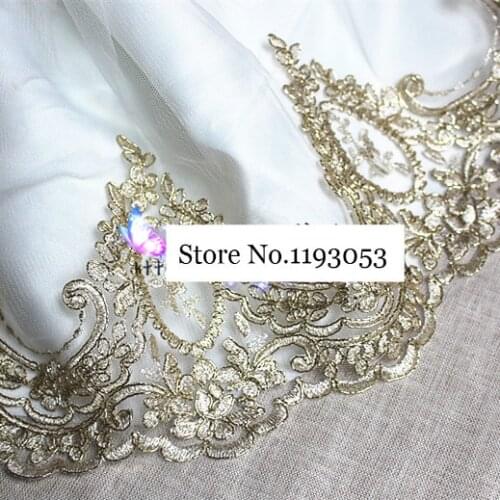 3Yard/Lot Gold Silver Mesh Yarn Embroidery Wedding Dress Child Womens Clothes Laciness Fabric DIY 16CM Accessories