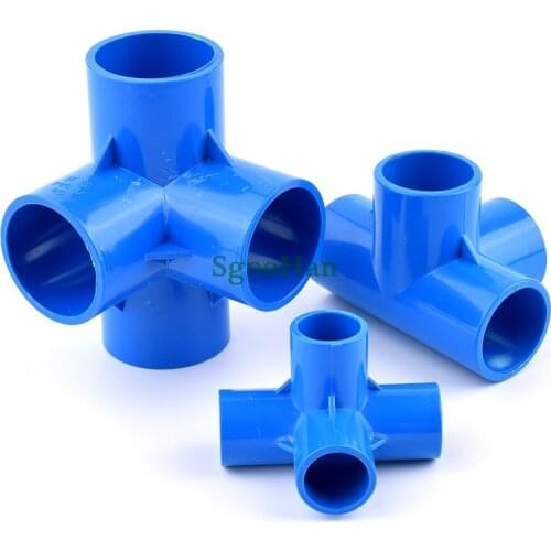 5~50pcs Size 20~50mm Blue PVC Pipe 4 Way Connector Aquarium Fish Tank Tube Joints Irrigation System Plastic Frame Tube Fittings