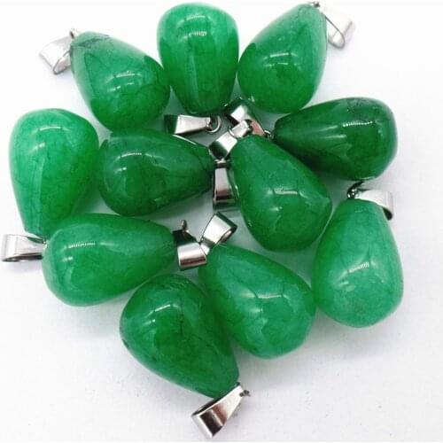 50Pcs 18x13mm Wholesale Green Malay Jade Teardrop Pendant Bead DIY Earrings Handmade Jewelry Accessories S712