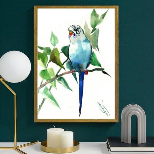 Watercolor Art Bird Parrot Tree Posters And Prints Canvas Painting Cuadros Wall Pictures Decoration For Living Room NO FRAME
