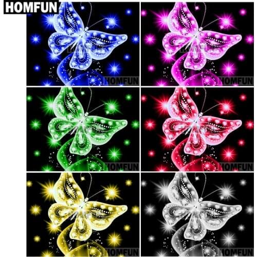 HOMFUN Full Square/Round Drill 5D DIY Diamond Painting "Color butterfly" 3D Embroidery Cross Stitch 5D Home Decor A03798