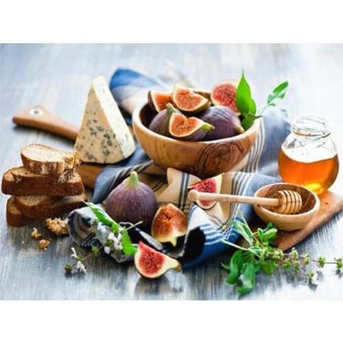 Diamond Painting Fig Bread Still Life Square Diamond Round Diamond Decoration Customizable Wall Art Decoration for Living Room